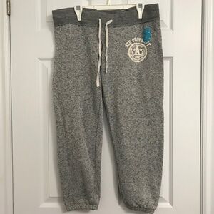 Y2K Ardene Low Rise Cotton Blend Sweatpants L Jogger Charcoal Grey Blue White